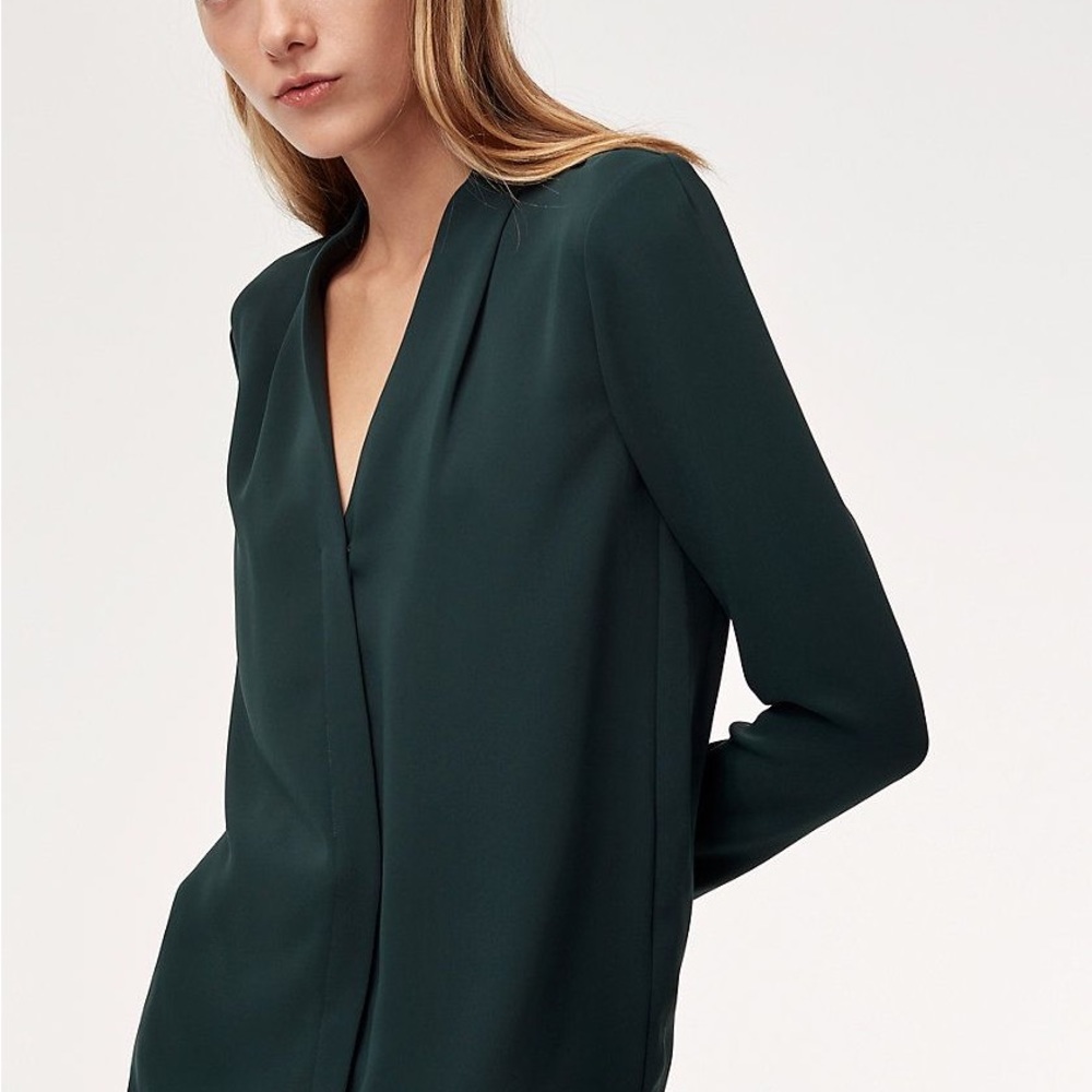 Babaton Power Blouse in Dark Green size XXS